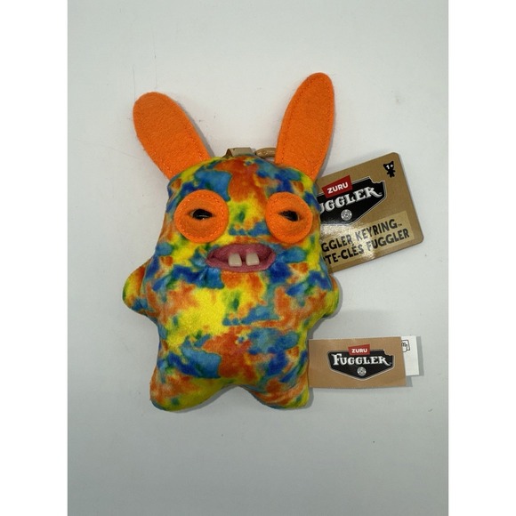 FUGGLER Keyring Plush Keychain Funny Ugly Monster New Collectible BLUE BUTTON - Picture 2 of 2